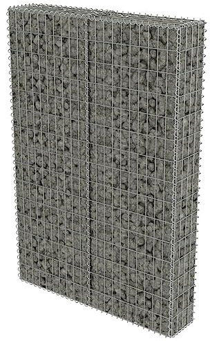 143579 Mur de gabion avec couvercle en acier galvanisé 100 x 20 x 150 cm, clôture à double fil