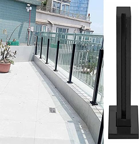 Schwarzes Edelstahl-Glas-Balustraden-Pfosten-Set, Terrasse, Veranda, Handlauf mit Beschlägen, Glasscheiben im Lieferumfang enthalten
