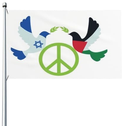 Palästina Flagge Frieden Israel Wetterfeste Fahnenkette Flaggen Mit Metall-Ösen Flagge Lebendige Farbe Dekoration Flagge 90X150Cm