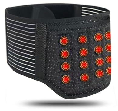 OUlxxluo Selbsterhitzender Lendenwirbelstützgürtel, magnetischer Lendenwirbelstützgürtel, Lendenwirbelstützgürtel mit 21 selbsterhitzenden Turmalin-Magneten, Massagetherapie bei Schmerzen,L,Black
