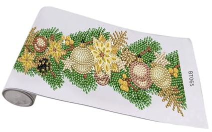 Syntego DIY Gold Floral Tannenzapfen Weihnachten Gold Kugel Fenster Aufkleber Diamantmalerei Kit Strass Ornament Dekoration ca. 1 Meter lang