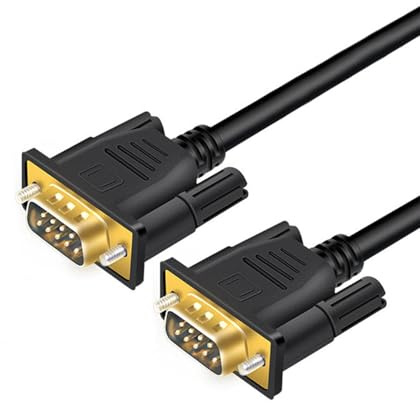 RIKYJIC Cavo di prolunga seriale RS232 DB9, completamente in rame, doppia schermatura, placcato oro, affidabile cavo dati a 9 pin, per applicazioni industriali e PC (da maschio a maschio, 10 metri)