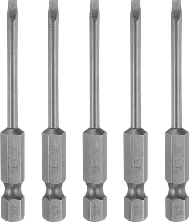 sourcing map 5pcs SL3 Magnetic Slotted Screwdriver Bits 3mm S2 Steel Flat Head Screwdriver Bit 1/4 Hex Shank Industrial Grade Screw Driver Drill Bits 2.6 Long for Remove Fastening Screws