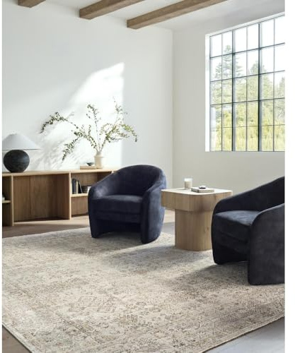Livabliss Myrtle Avenue I x Galey Alix Vintage Carpet 200x275 cm, Large Living Room & Bedroom Decor, Scandi Neutral Traditional Boho Pattern, Durable Easy Care Pile, Taupe Brown Mus