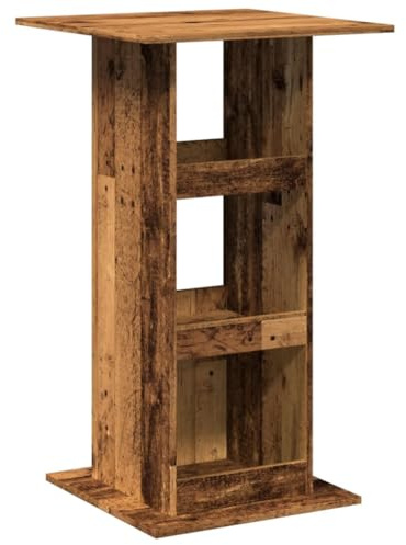 vidaXL Mesa Alta Bar con almacenaje Madera Envejecida 60x60x102 cm