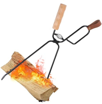Pinzas para chimenea, pinzas de fuego, pinzas de agarre de 18 pulgadas, pinzas para leña para chimenea, chimeneas interiores, fogatas, luces