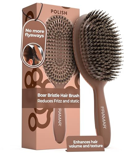 FRAMAR Soft Boar Bristle Hair Brush - Boars Hair Brush For Women, Brush For Fine Hair, HairBrush for Women, HairBrush Boar Bristles – Chocolate