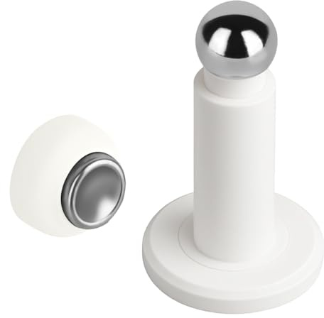 Hommyzone Magnetischer Türstopper, höhenverstellbar, strapazierfähig, magnetischer Türstopper, 304 Edelstahl, Türhalter mit Wand- und Bodenmontage, Weiß