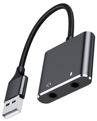 KAQNTUD USB to 3.5mm Sound Adapter External Stereo Sound Card for/PC/Laptop Microphones USB to Headphone Adapter