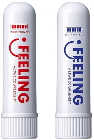 Stick Nasal 2-Pack - Soulagement Rapide Nez Bouché - Huiles Essentielles & Menthol - Respiration Facile pour Travail/Voyage