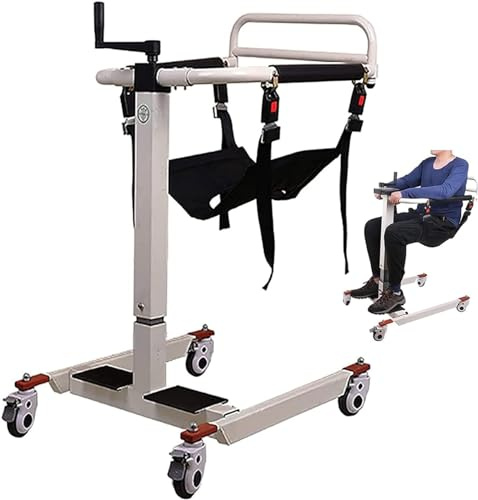Wheelchair Lift Hoist - Height-Adjustable Patient Transfer Device with Flip-Up Footrests for Elderly and Disabled, Suitable for Shower, Toilet, and Vehicle Use
