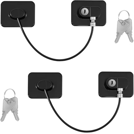 2 Pezzi Lucchetto Frigorifero Bambini, Autoadesiva Blocco Frigorifero | Blocco Porta del Frigoriferi con 4 Chiave, Robusto Lucchetto per Frigoriferi Armadi Porte Finestre lavatrici Guardaroba, Nero