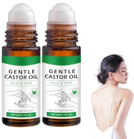 Bio-Gold-Rizinusöl-Roll-On, Rizinusöl-Rosenquarz-Roll-On für Körper und Haar