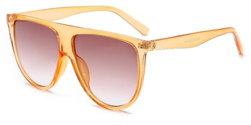 MYSXSWHL Lunettes de soleil rétro surdimensionnées à dessus plat pour femmes, verres UV400 à grands cercles foncés, couleur champagne, 1 pièce