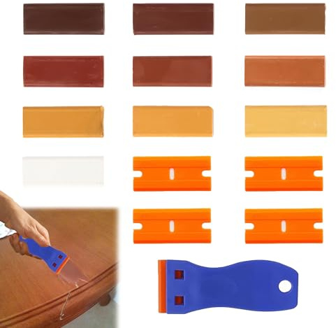 15PSC Laminate Floor Repair Kit Laminate Repair Kit Laminate Worktop Repair Kit, 10PCS Colored Wax Filler Wood Repair Sticks with Scraper for Wood Scratch Repair,for Wooden Floor Scratch Furniture