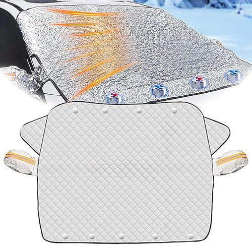 Frontscheibenabdeckung, 160x116cm Magnet Fixierung Auto Abdeckplane Winter, Scheibenabdeckung mit Spiegelabdeckungen, Scheibenschutz Auto Winter Frontscheibe Faltbare für Autos und SUV
