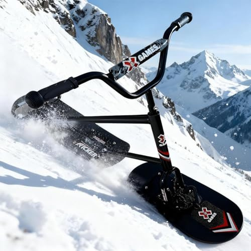 Ostreemaner Doppelskier, Schneeschlitten Für Erwachsene, Dreifach Verstärktes Design, Mit 360° Drehbarem Hinterski, 50 Kg Tragfähigkeit, Für Präparierte Loipen Und Langlaufstrecken Black