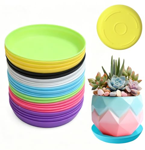 Quorumsg 21 Pièces Rond Soucoupe Pot Fleur, Plastique Coupelle Pot de Fleur, Robuste et Durable Soucoupes pour Pots de Fleurs, pour Intérieur, Extérieur, Jardin(Sept Couleurs)
