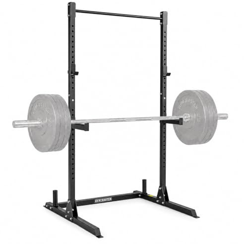 GYM MASTER Adjustable Power Rack Squat Cage with Spotters Pull Up Bar