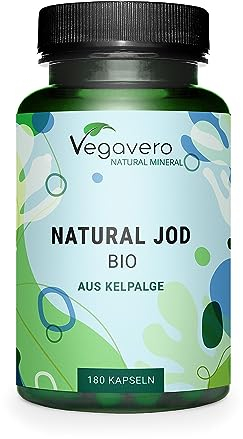 Vegavero Organic Iodine Supplement | NO Additives | 100% Natural Organic Scottish Sea Kelp | 150 mcg Pure | 180 Tablets | Vegan