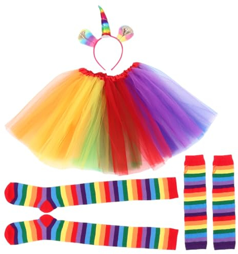 OULII Regenbogen Tutu Suit Damen Partyanzug Mit Elastischem Bund Mehrlagiger Mesh Rock FüR Karneval Tanzen Und Fotografie Klassischer RüSchen TüLlrock FüR Erwachsene