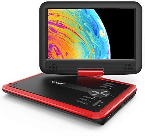 ieGeek 11.5 Portable DVD Player for Kids and Car, 9.5 Eye-Protective Screen with 5 Hours Rechargeable Battery, Support Sync TV/USB/SD Card and Multiple Disc Formats, Region Free - Red