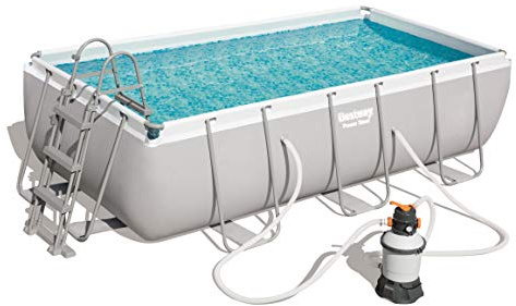 Bestway Power Steel, piscina rettangolare in pratico set completo con filtro a sabbia, 404 x 201 x 100 cm