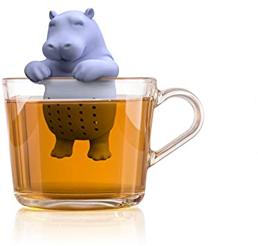 Winkee - Cute Animal Teesieb I Infusor de té para té suelto I infusor de té divertido I colador de té para taza I Colador de especias de silicona I Figura de animal de bola de té (hipo)