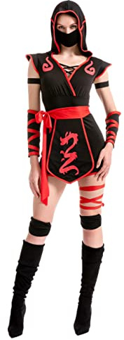 Spooktacular Creations Costume de ninja pour adulte Halloween pour femme, déguisement, fête costumée, tour ou traitement, fête cosplay