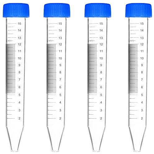 stonylab Tubes à Centrifuger Micro, 15 ml Polypropylène Gradués Transparents avec Bouchon à Clip Plat, Tubes Coniques de Laboratoire (15 ml, Lot de 50)