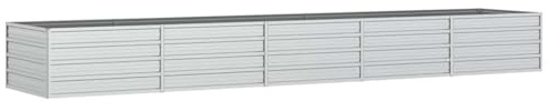 vidaXL Odlingslåda upphöjd galvaniserat stål 400x80x45 cm silver