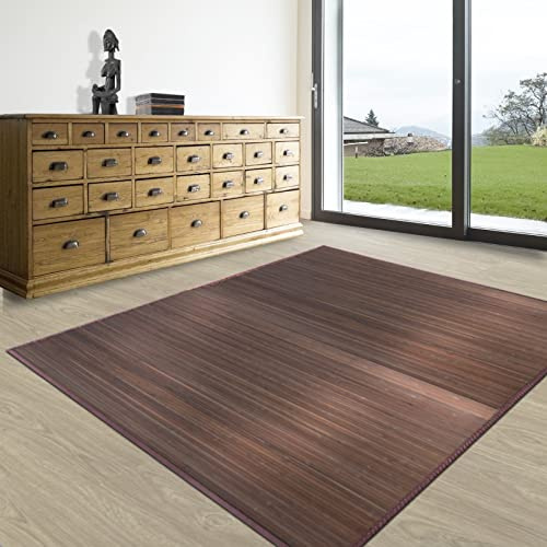 KARAT Tapis en Bambou - Tibet - pour Salle de Bains et Salon - 100% Bambou pour Un intérieur Naturel (Brun, 90 x 120 cm)