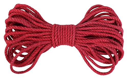 LEREATI Juteschnur Kordel 5mm x 10m Dicke Hanfseil Juteseil Paketschnur Naturfaser Gartenschnur Hanfschnur Jutekordel, Bastelschnur für DIY Basteln, Kratzbaum, Gartenarbeit, Dekorieren (Rot)