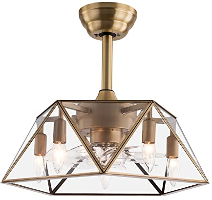 Esyogen Retro Deckenventilator mit Beleuchtung Deckenventilatoren mit Beleuchtung Industrielle Fan Deckenlampe Vintage Käfig Hängeleuchte Wohnzimmer Küche Fan Licht