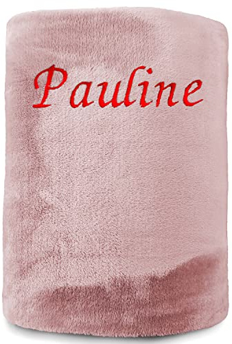 KDO MAGIC - Personalisierte Decke - Gestickter Vorname - Fleecedecke Bestickt - 130x160 cm - Geschenkidee für den Muttertag, Weihnachten (Rosa)