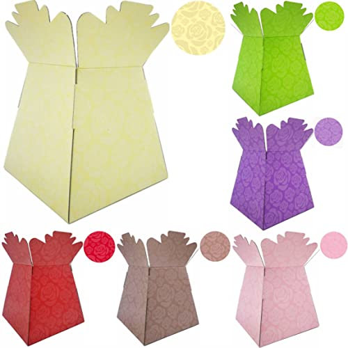 Roses Print/Love Bouquet Box Vase - Transportation/Display Flower Box (Ivory)