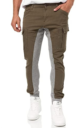Indicode Hommes Drogo Cargo Pants | Pantalon Cargo en Coton avec 5 Poches Army M