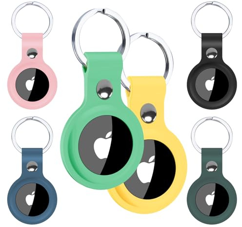 Alyvisun [Lot de 6] AirTag Porte Clé, Coque AirTag Coloré, Porte Clef Air Tag Silicone