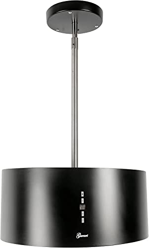 GURARI – Sombrero isla 237 50 BL, sombrero isla circulación de aire, sombrero isla de 50 cm, sombrero de techo, 860 m³/h, negro, 3 pasos, iluminación LED, temporizador, filtro de carbón incluido
