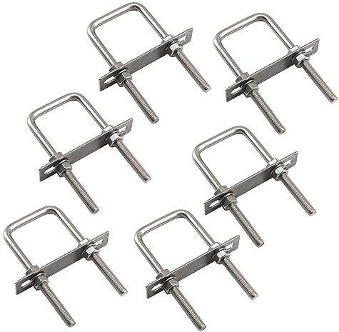 (6 piezas) M6x70x100mm ernos cuadrados en U con tuercas y placas de marco, pernos cuadrados en forma de U de acero inoxidable 304 resistentes para remolque de barco