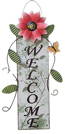 Eurobuy Montaggio a parete Fiore Benvenuto Porta d'ingresso Cartello di benvenuto Interno Esterno Parete Arte Appeso Fiore Porta Decoration1 Indoor Outdoor Wall Art Hanging Flower Door Door Welcome
