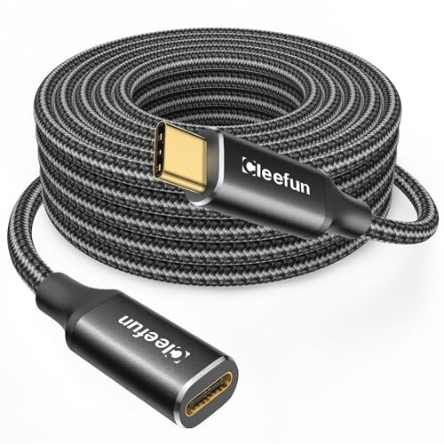CLEEFUN USB C Verlängerung 3M,USB 3.2 Typ C Verlängerungskabel Unterstützt | 5Gbps Sync 100W Lade für iPhone 15/15 Plus/15 Pro, MacBook Air/Pro, Pad, Galaxy S23/S22/S21, Pixel 7/6, USB-C Hub