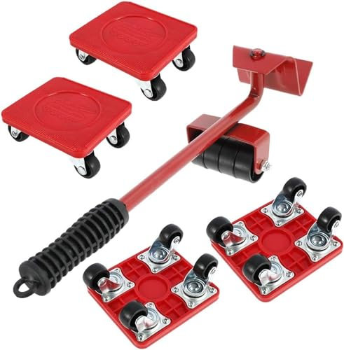 ruote sposta mobili Kit di attrezzi for spostare mobili con 4 rulli, 1 strumento di sollevamento for mobili, rullo for attrezzi facile da spostare Sollevatore for mobili for carichi pesanti Capacità d