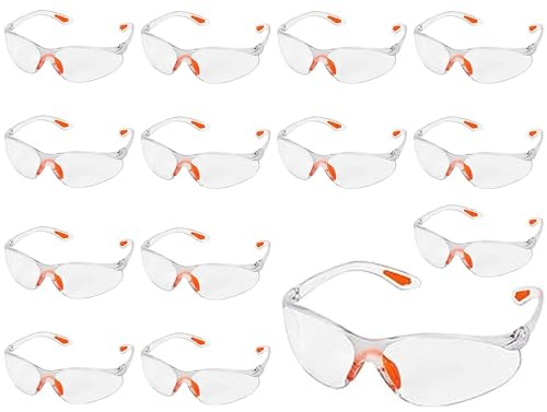 HXSYKJDM 14 Stück Schutzbrillen Transparent, Schutzbrille Arbeitsschutzbrille Sicherheitsbrille mit Gummieinsatz an Nase und Ohren für Arbeit Staubdicht Schießsport