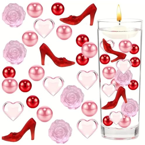 5108 Stück High Heels Vasenfüller Gelperlen für schwimmende Kerzen, rosa Vasenfüller, Valentinstag, Vasenfüller, Dekoration, rote Wasserperlen, schwimmende Perlen für Tafelaufsätze, Vasen, Gelperlen