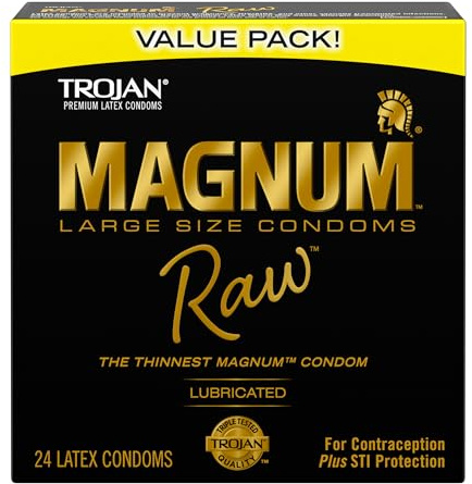 TROJAN Magnum Raw Large Size Condoms, Thin Magnum Condoms, 24 Count