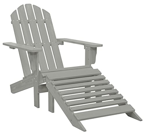 Gecheer Hartholz Gartensessel mit Fußstütze Deckchair Gartenstuhl Gartenliege Sonnenliege Liegestuhl Gartenmöbel für Balkon Terrasse Garten,Stuhlmaße: 70,5 x 96 x 92 cm (B x T x H) Grau