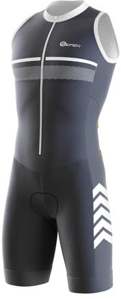 Triathlon Anzug Herren - Einteiliges Radtrikot - Trisuit Einteiler – Triathlonanzug - Triathlon Einteiler Kurz - 3Taschen für Wettkampf Run, Cycle, Swim,Bequeme (J,5XL)