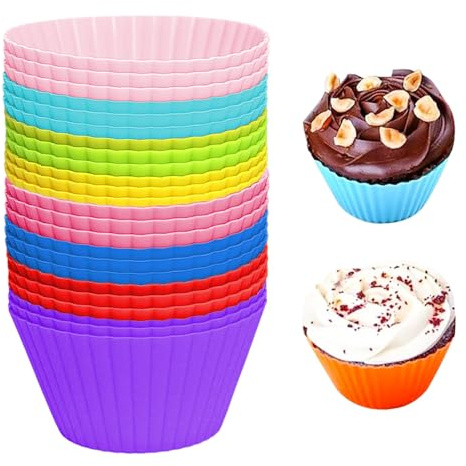 Outtshop Silicone Cupcake Cases, 24 Pack Reusable Muffin Cases, Dishwasher Safe Cupcake Moulds for Baking Cakes, Ice Creams, Muffin Puddings