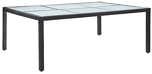 Willood Garten-Esstisch 200x150x74 cm Poly Rattan Schwarz Balkon Table Garten Outdoor